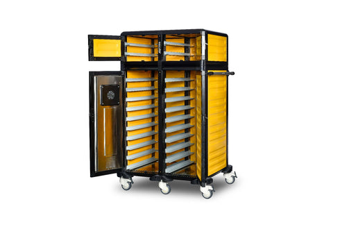 THERMOCART Double Door Heated Hospital Ward Trolley + Neutral Top Section - 28 Tier